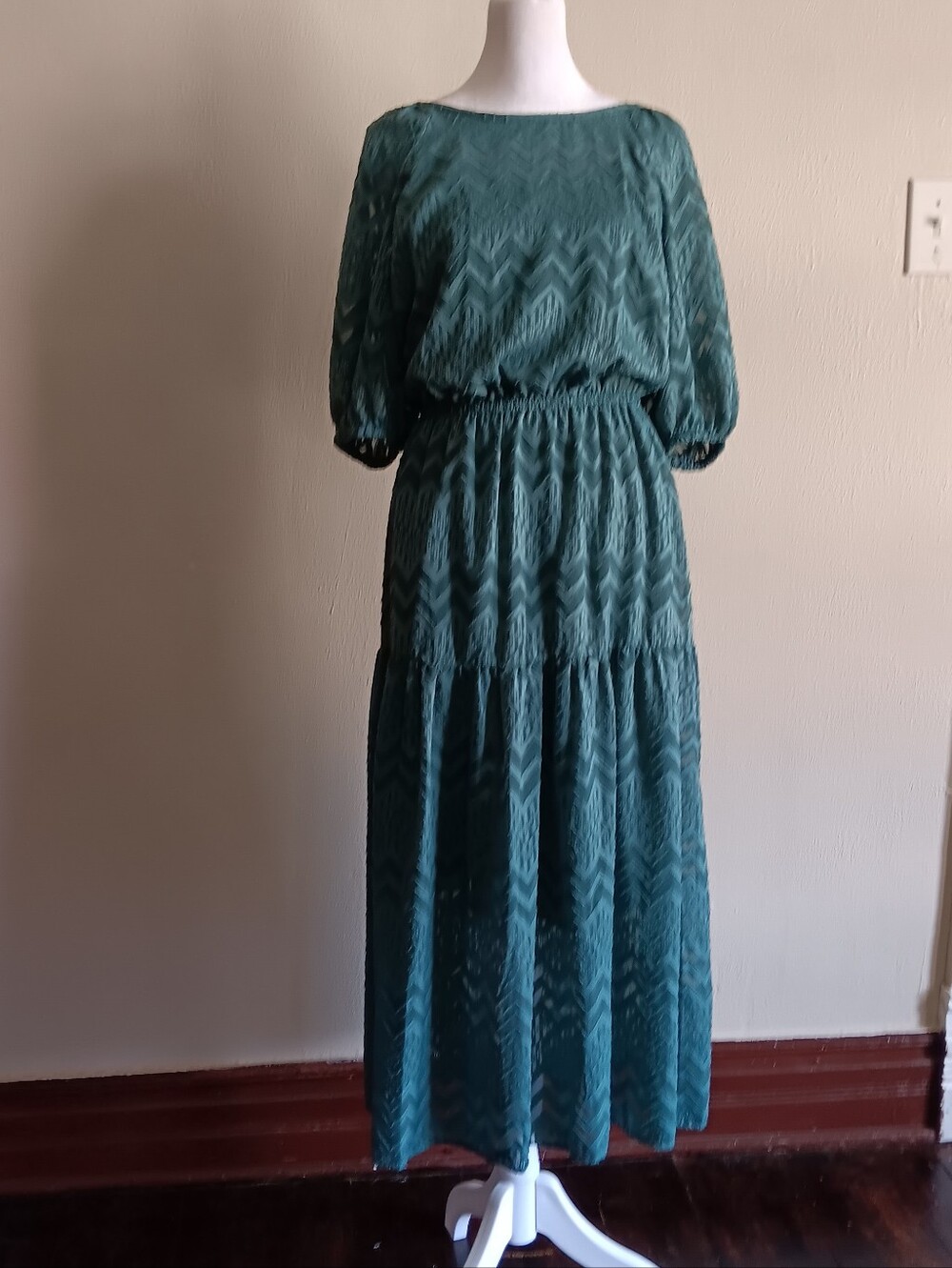 Green Elastic Waist, Maxi Dress, A New Day Size Small, Casual Cottagecore Summer - Picture 9 of 9